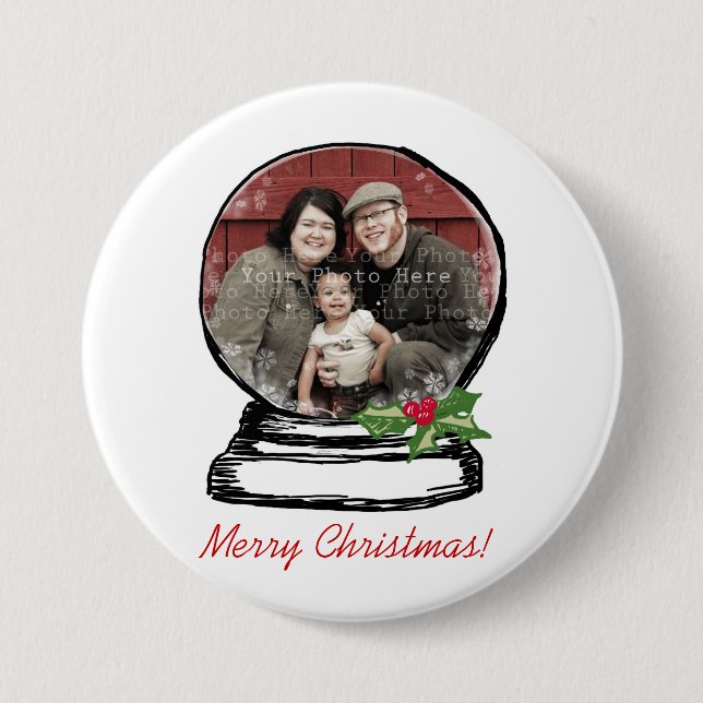 Christmas Snow Globe Photo 7.5 Cm Round Badge (Front)
