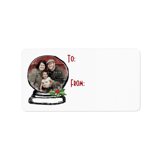 Christmas Snow Globe Photo Gift Tag (Front)