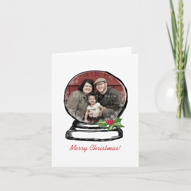 Christmas Snow Globe Photo Holiday Card (Front)