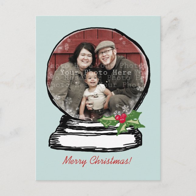 Christmas Snow Globe Photo Holiday Postcard (Front)