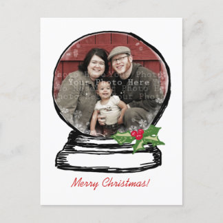 Christmas Snow Globe Photo Holiday Postcard