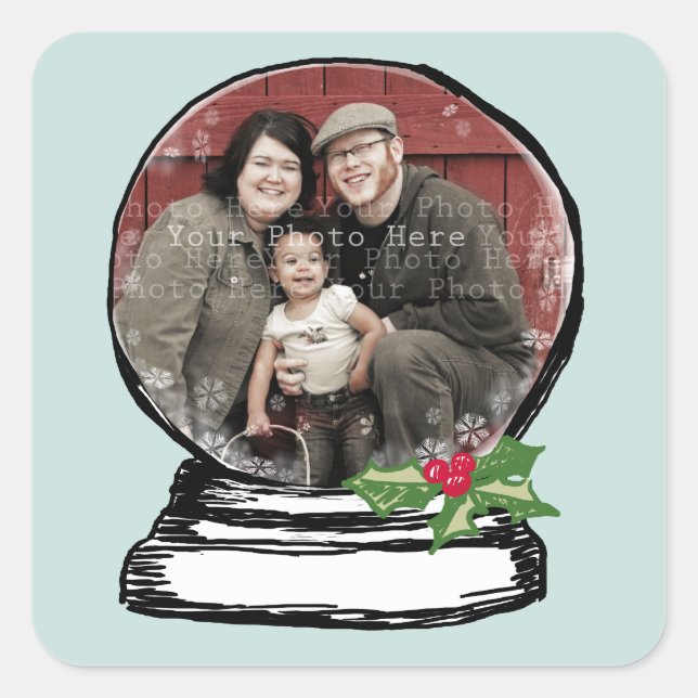 Christmas Snow Globe Photo Square Sticker (Front)