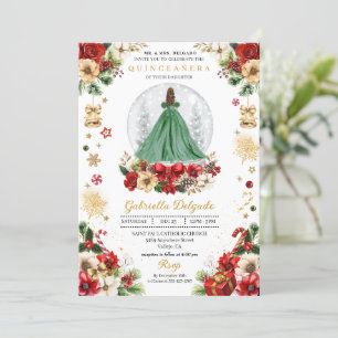 Christmas Snow Globe Princess Winter Quinceañera Invitation