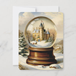 christmas snow globe vintage holiday card
