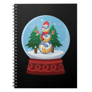 Christmas Snow Globe Volleyball Snowman Notebook
