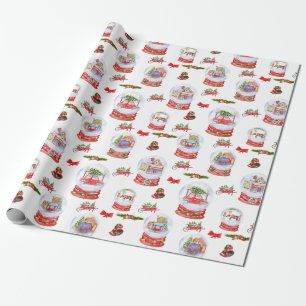Christmas Snow globe watercolor wrapping paper