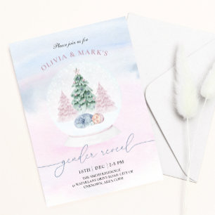 Christmas Snow Globe Winter Gender Reveal Invitation