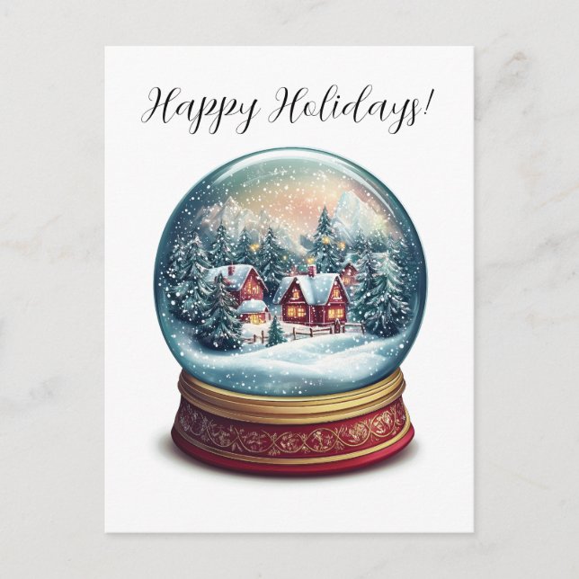 Christmas Snow globe with a tiny village design Postcard (Front)