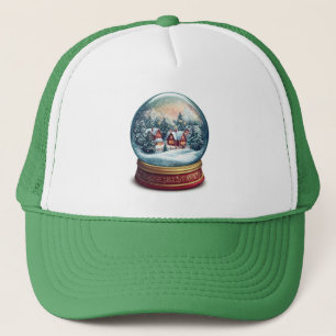Christmas Snow globe with a tiny village design Trucker Hat