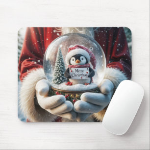 Christmas Snow Globe With Penguin Mouse Mat