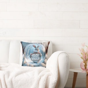 Christmas Snow Globe With Rabbit Cushion