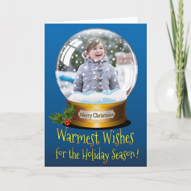 Christmas Snow Globe Xmas Holiday Photo Card (Front)