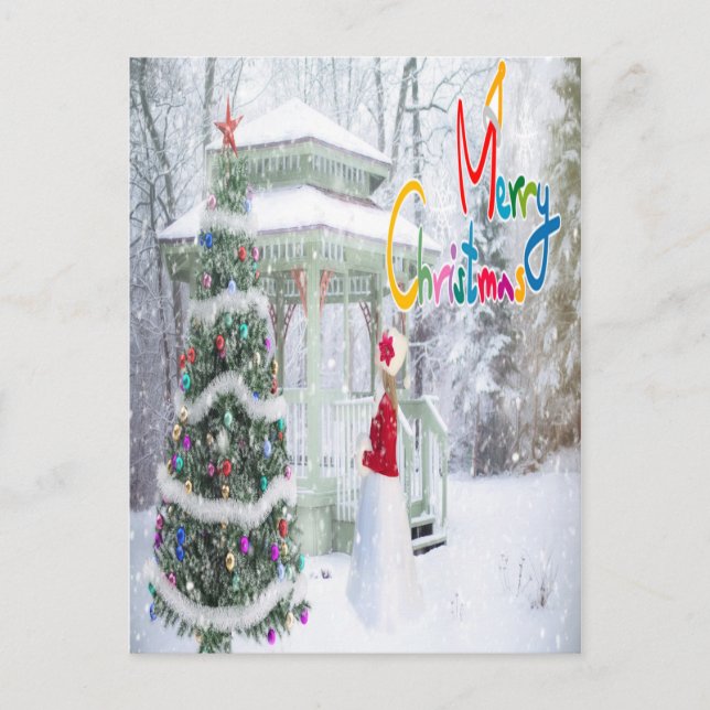 Christmas Snow Greetings Postcard (Front)