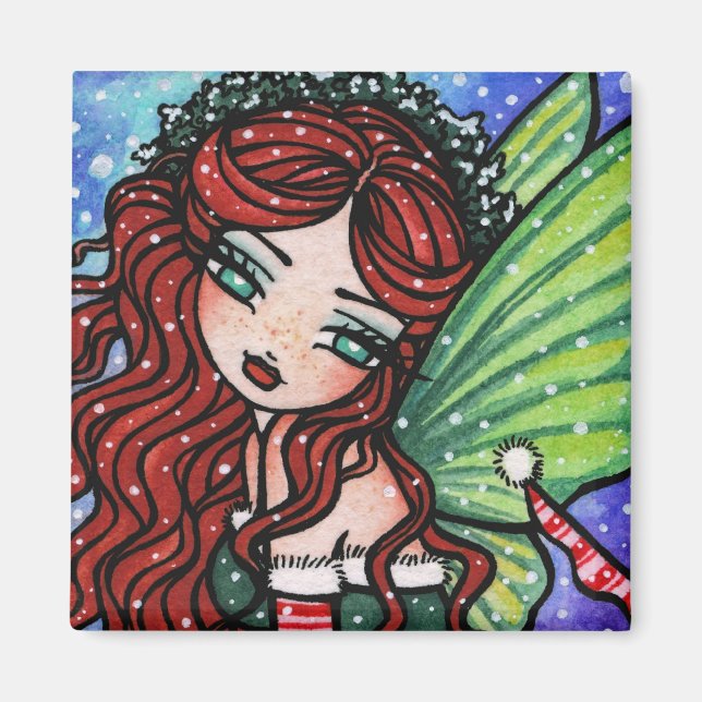 Christmas Snow Irish Fae Fairy Art by Hannah Lynn Magnet (Front)
