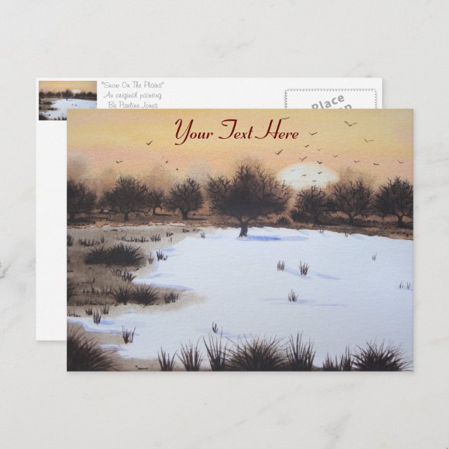 Christmas snow landscape with snow covered trees holiday postcard (Front/Back)