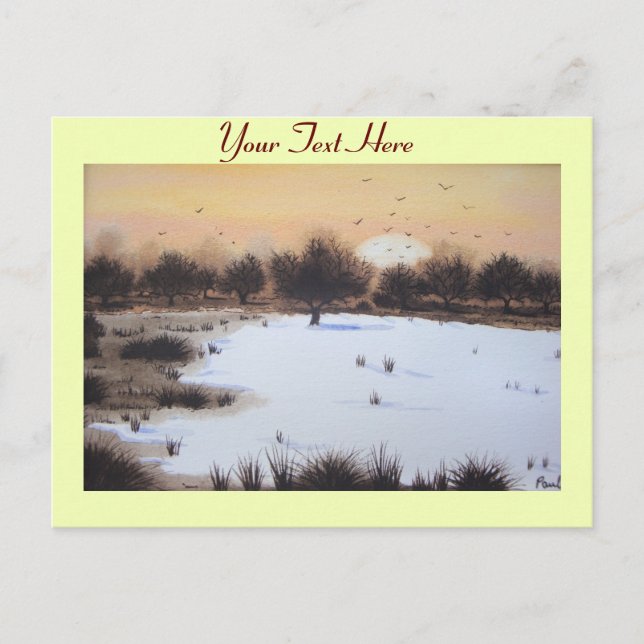 Christmas snow landscape with snow covered trees holiday postcard (Front)