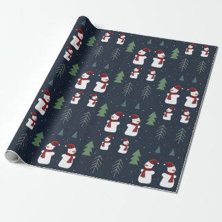 Christmas Snow Man Matte Wrapping Paper