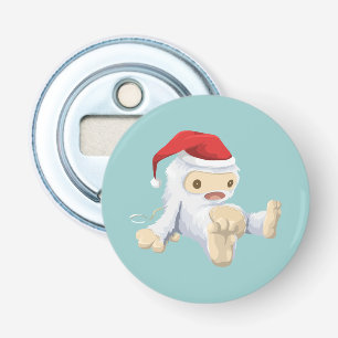 Christmas Snow Monster Doll With a Red Santa Hat Bottle Opener