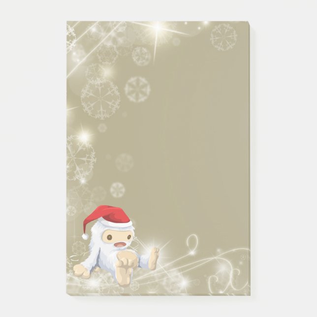 Christmas Snow Monster Doll With a Red Santa Hat Post-it Notes (Front)