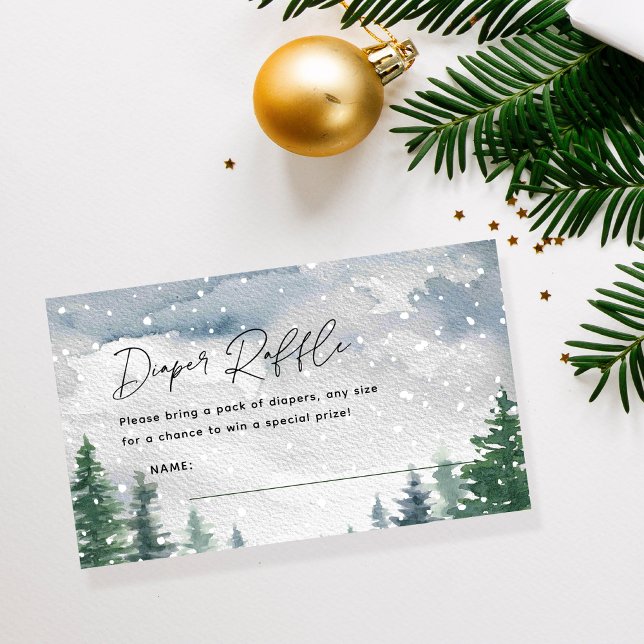 Christmas Snow Mountain Winter Diaper Raffle Enclosure Card (Creator Uploaded)