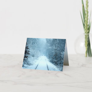 Christmas Snow on Railroad Tracks Card