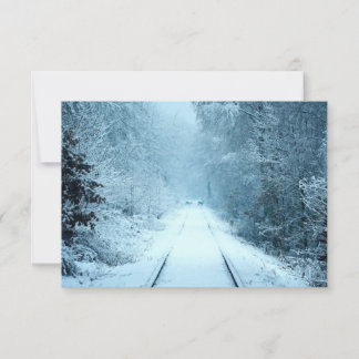 Christmas Snow on Railroad Tracks Thank You Card