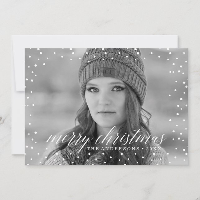 Christmas Snow Overlay Two Photo Card (Front)