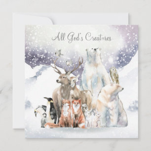 Christmas Snow Scene Holiday Name Personalize Card