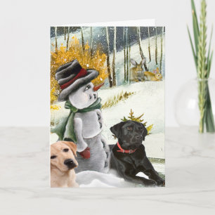 Christmas Snow Scene  w Labs cards