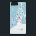 Christmas Snow Scene with Snowman Phone Case<br><div class="desc">Christmas Stocking design makes a great Christmas gift for young and old! This snowman in winter design would be a perfect stocking stuffer for anyone that loves winter - young or old,  guy or gal!  Be sure to personalise it.</div>