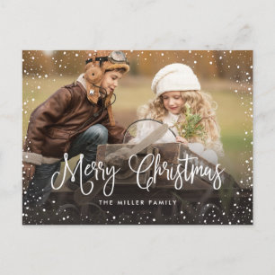 Christmas Snow Script Full Photo Holiday Postcard