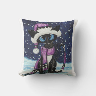 Christmas Snow Siamese Cat American MoJo Pillows