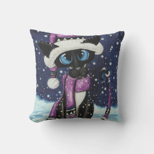 Christmas Snow Siamese Cat American MoJo Pillows