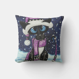 Christmas Snow Siamese Cat American MoJo Pillows
