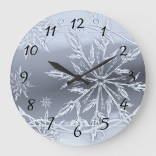 Christmas snow silver large clock