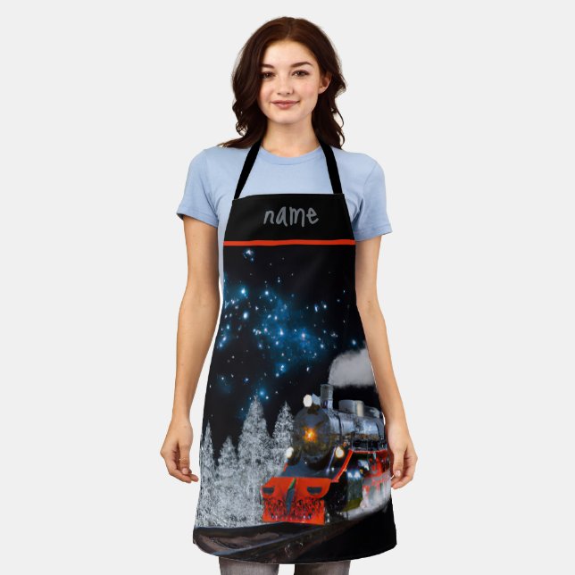 Christmas snow train apron (Worn)