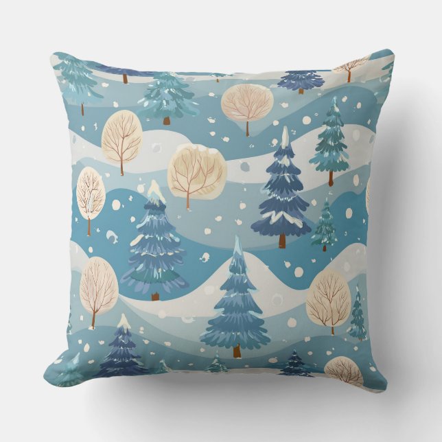 Christmas snow trees cushion (Front)