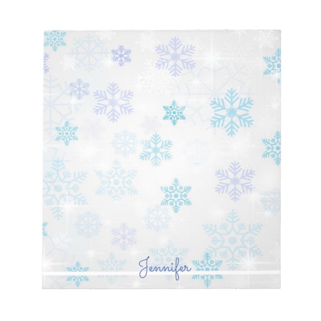 Christmas Snow w Name Stocking Stuffer Notepad (Front)