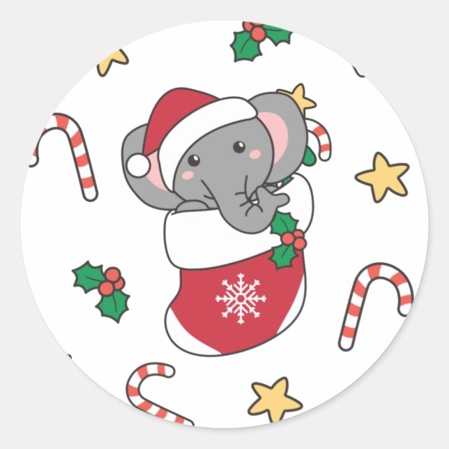 Christmas Snow Winter Animals Classic Classic Round Sticker (Front)