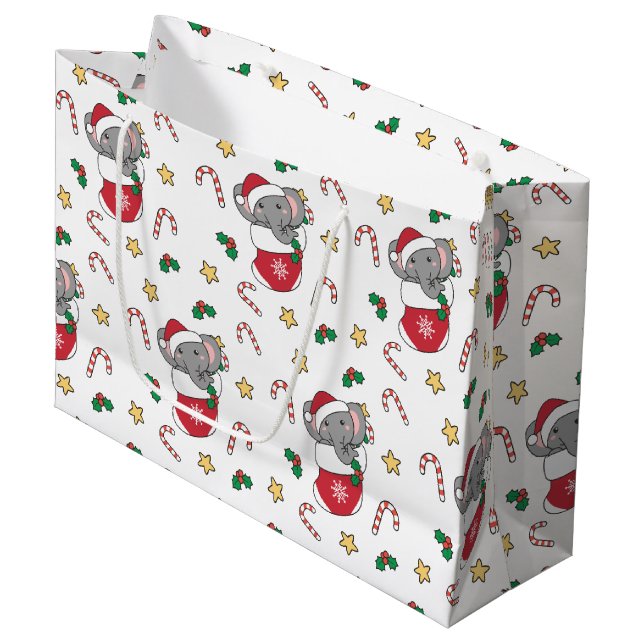 Christmas Snow Winter Animals Classic Large Gift Bag (Front Angled)