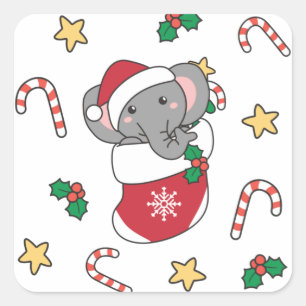 Christmas Snow Winter Animals Classic Square Sticker