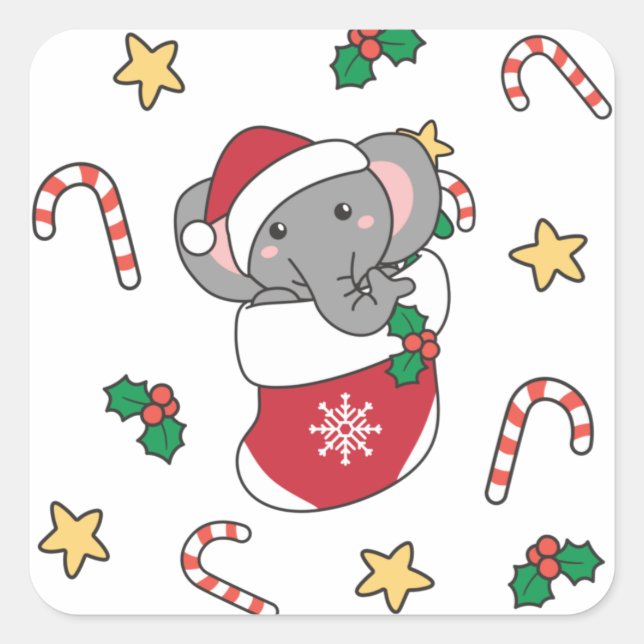 Christmas Snow Winter Animals Classic Square Sticker (Front)