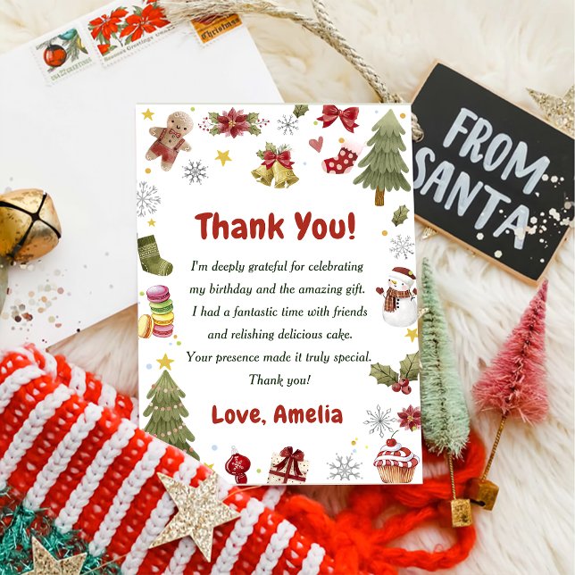  Christmas Snowan Birthday Party Thank You Card (Creator Uploaded)