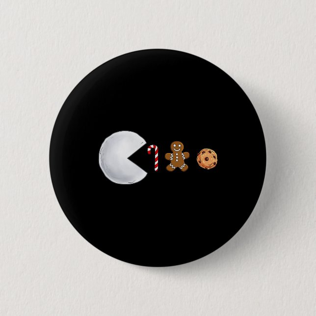 Christmas Snowball Eats Candy Cane Gingerbread Boy 6 Cm Round Badge (Front)