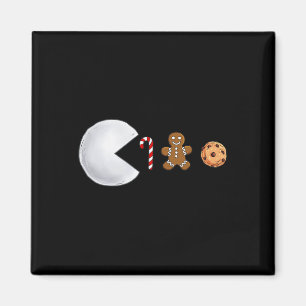 Christmas Snowball Eats Candy Cane Gingerbread Boy Magnet