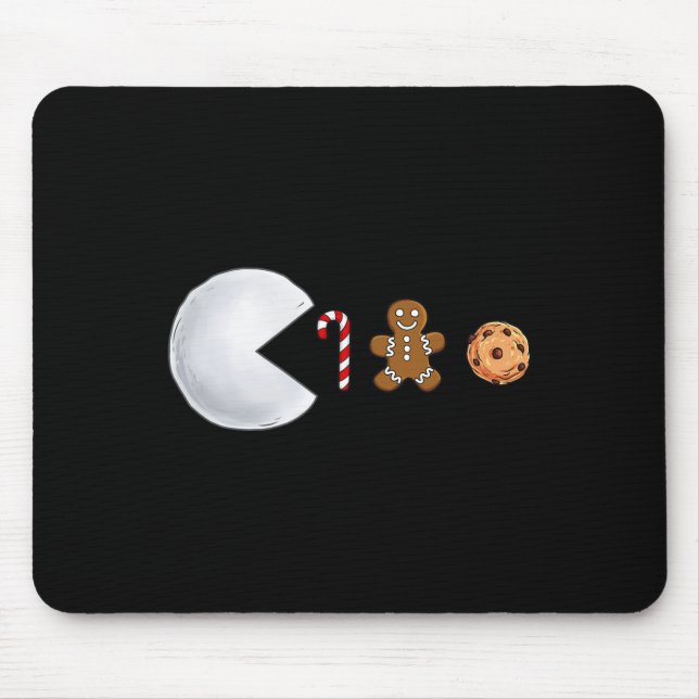 Christmas Snowball Eats Candy Cane Gingerbread Boy Mouse Mat (Front)