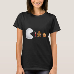 Christmas Snowball Eats Candy Cane Gingerbread Boy T-Shirt