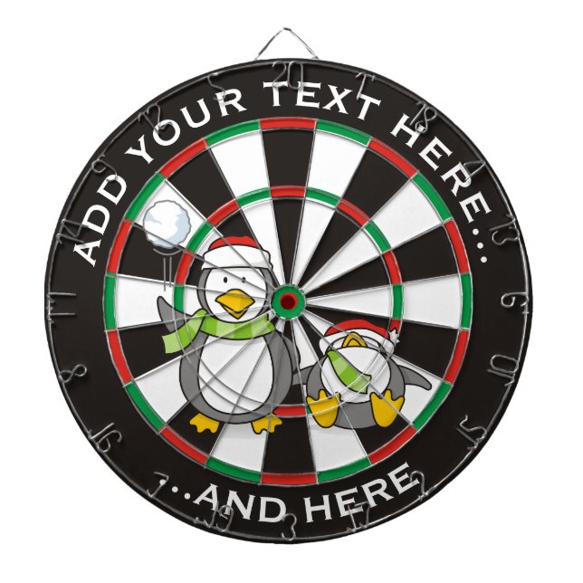 Christmas Snowballing penguins Dartboard (Front)