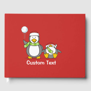 Christmas Snowballing penguins Guest Book