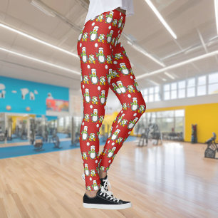Christmas Snowballing penguins Leggings